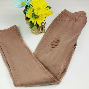 Pink Distressed Vanilla Star Skinny Jeans